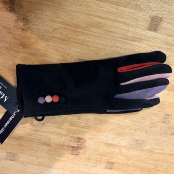 Retro Faux Suede gloves with multi color blocking - NWT - Picture 15 of 16